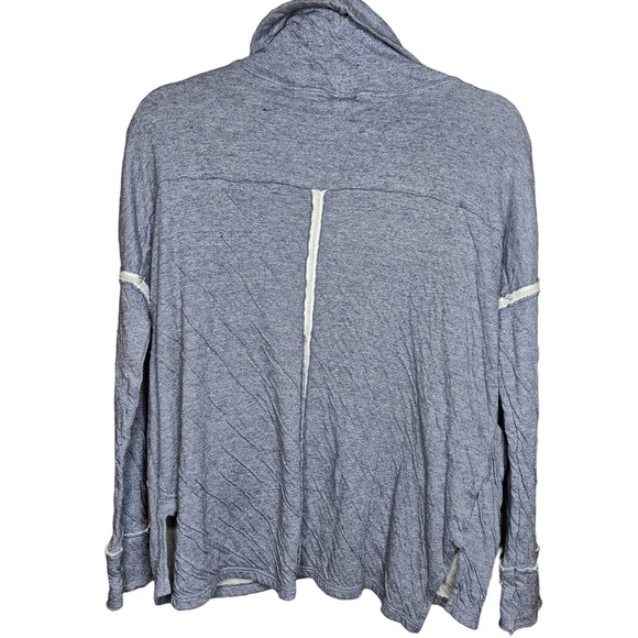 We the free raw edge turtle neck oversized top XS cozy lagenlook sweatshirt - Picture 3 of 5